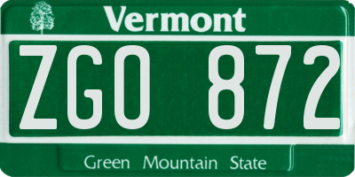VT license plate ZGO872