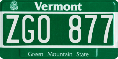 VT license plate ZGO877