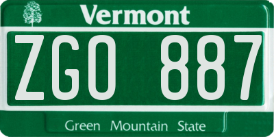 VT license plate ZGO887