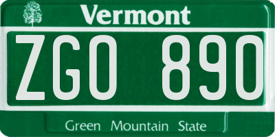 VT license plate ZGO890