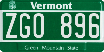 VT license plate ZGO896