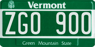 VT license plate ZGO900