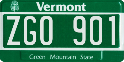 VT license plate ZGO901