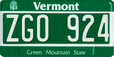 VT license plate ZGO924