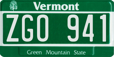 VT license plate ZGO941