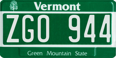VT license plate ZGO944