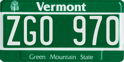 VT license plate ZGO970