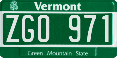 VT license plate ZGO971