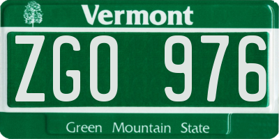 VT license plate ZGO976