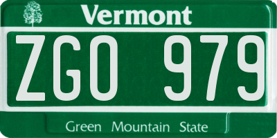 VT license plate ZGO979