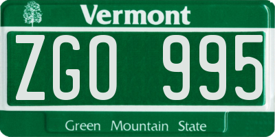 VT license plate ZGO995