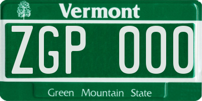 VT license plate ZGP000