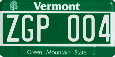 VT license plate ZGP004