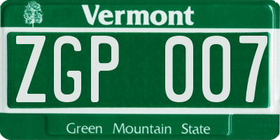 VT license plate ZGP007