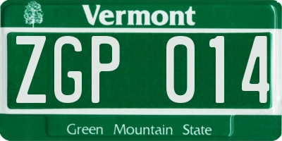 VT license plate ZGP014