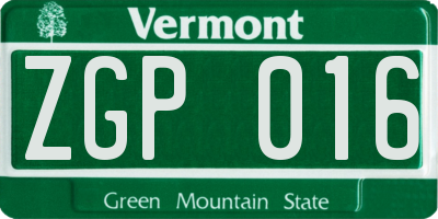 VT license plate ZGP016