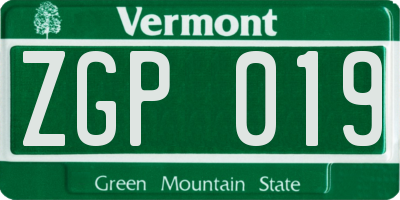 VT license plate ZGP019