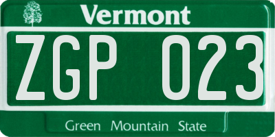 VT license plate ZGP023