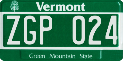 VT license plate ZGP024