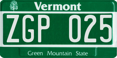 VT license plate ZGP025