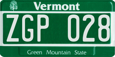 VT license plate ZGP028