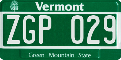 VT license plate ZGP029