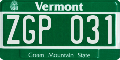 VT license plate ZGP031