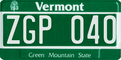 VT license plate ZGP040