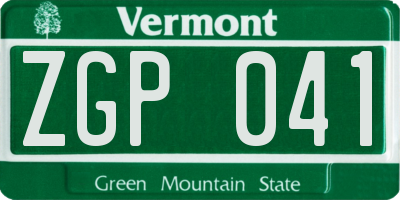 VT license plate ZGP041