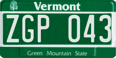 VT license plate ZGP043