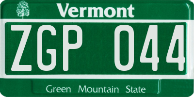 VT license plate ZGP044