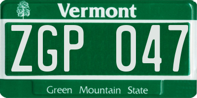 VT license plate ZGP047