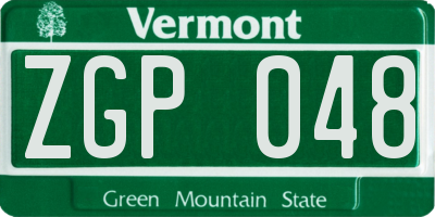 VT license plate ZGP048