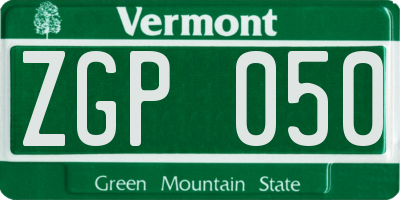 VT license plate ZGP050