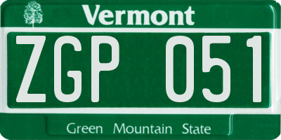 VT license plate ZGP051