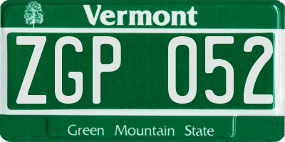 VT license plate ZGP052