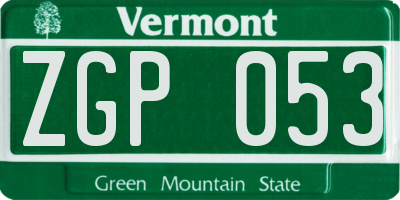 VT license plate ZGP053