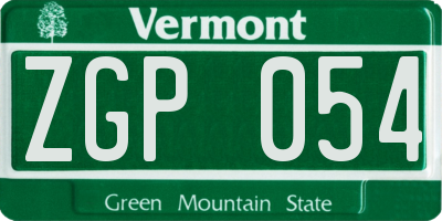VT license plate ZGP054