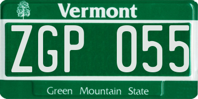 VT license plate ZGP055