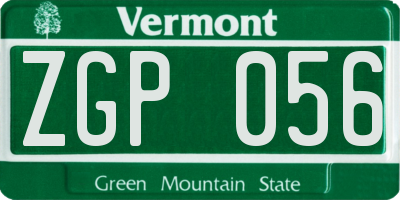 VT license plate ZGP056