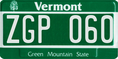 VT license plate ZGP060