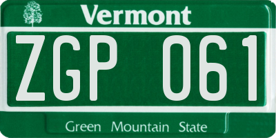 VT license plate ZGP061
