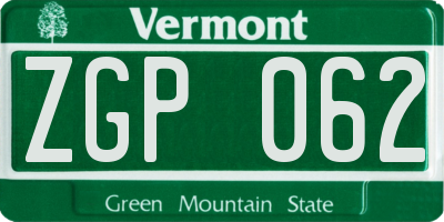 VT license plate ZGP062