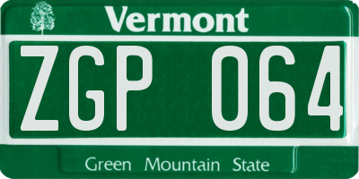 VT license plate ZGP064