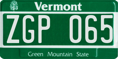 VT license plate ZGP065