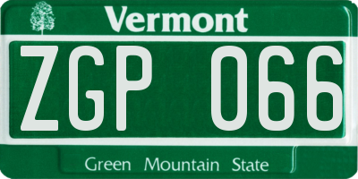 VT license plate ZGP066