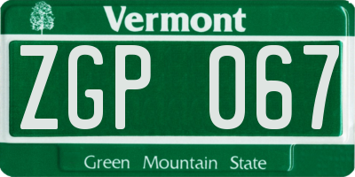VT license plate ZGP067
