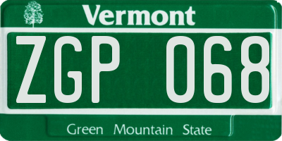 VT license plate ZGP068