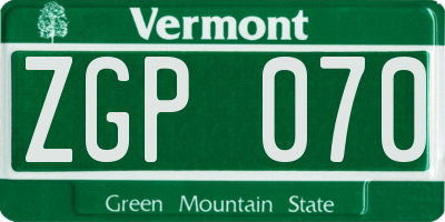 VT license plate ZGP070