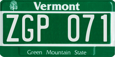VT license plate ZGP071